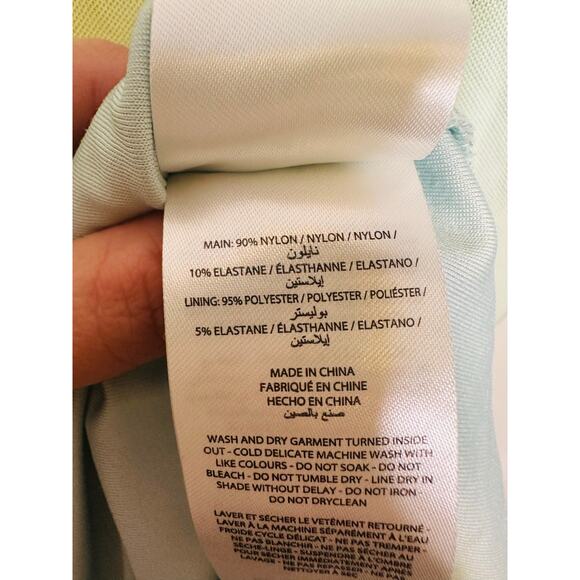 SIGNIFICANT OTHER Green Striped Mesh Square Neck Bodycon Verona Dress Size US 6 - Picture 14 of 14